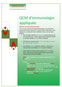 QCM d`immunologie appliquée