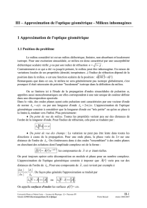 III – Approximation de l`optique géométrique