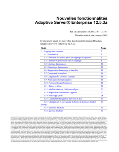 Nouvelles fonctionnalités Adaptive Server® Enterprise 12.5.3a