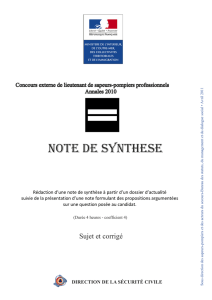 Note de synthese