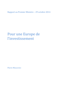 Pour une Europe de l`investissement