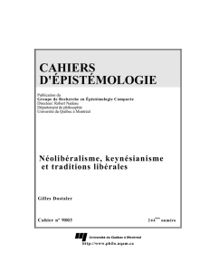 CAHIERS D`ÉPISTÉMOLOGIE