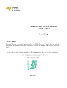 Développement local et économie sociale au Mali