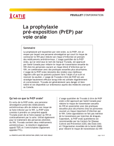 La prophylaxie pré-exposition (PrEP) par voie orale