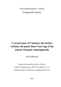 L`occurrence et l`analyse des tiroirs verbaux du passé dans l