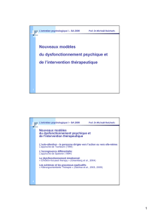 Nouveaux modèles du dysfonctionnement psychique et de l