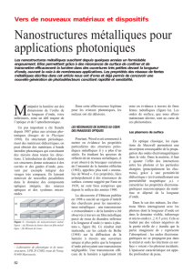 Nanostructures métalliques pour applications photoniques