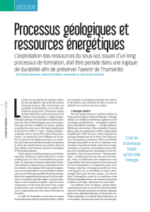 Processus géologiques et ressources énergétiques