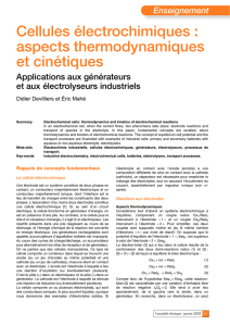 Cellules électrochimiques : aspects - CultureSciences