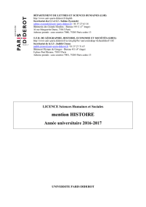 Brochure licence Histoire - Université Paris Diderot