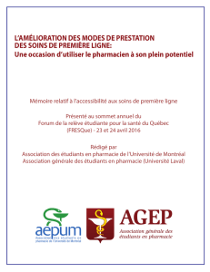 L`AMÉLIORATION DES MODES DE PRESTATION DES SOINS DE