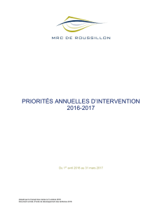 PRIORITÉS ANNUELLES D`INTERVENTION 2016-2017