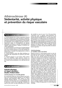 Athérosclérose (4) Sédentarité, activité physique et prévention du