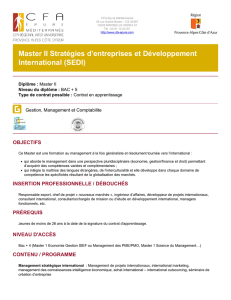 Master II Stratégies d`entreprises et Développement International