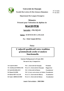 L`adjectif qualificatif entre tradition grammaticale arabe et analyse