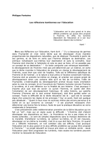 Philippe Fontaine Les réflexions kantiennes sur l`éducation Kant 1