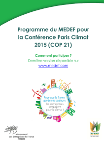 Programme du MEDEF pour la Conférence Paris Climat 2015 (COP