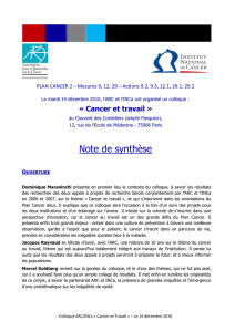 synthèse du colloque cancer et travail