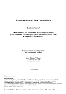 Proton et électron dans l`atome libre