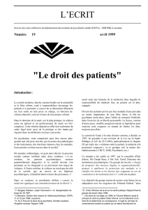 L`ECRIT "Le droit des patients" - Centre Leenaards de la Mémoire