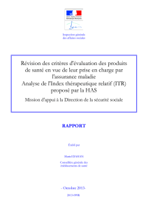 Révision des critères d`évaluation des produits de santé en vue de