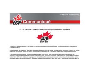 La LCF s`associe à Football Canada pour le programme Contact