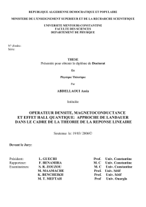 operateur densite, magnetoconductance et effet hall quantique