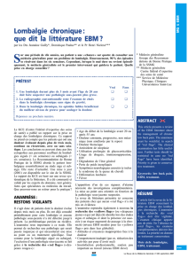 Lombalgie chronique: que dit la littérature EBM?