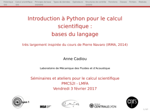 Introduction à Python pour le calcul scientifique : bases du langage