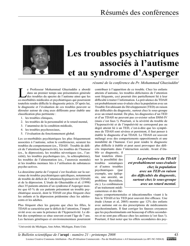 Les Troubles Psychiatriques Associés à L`autisme Et Au