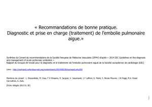 Diagnostic prise en charge de l`embolie pulmonaire aigue