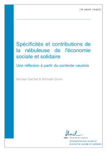 Spécificités et contributions de la nébuleuse de l`économie sociale