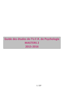 Guide des études – 2ème année de Master en psychologie