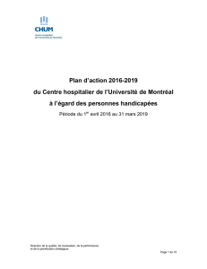 Plan d`action 2016-2019 du Centre hospitalier de l