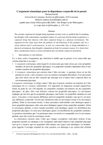 L`argument sémantique pour la dépendance corporelle de la