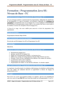 Formation : Programmation Java SE: Niveau de Base –TC