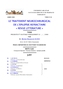 Le traitement neurochirurgical de l`épilepsie refractaire