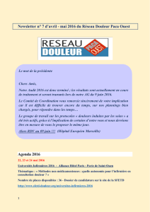 Newsletter n° 1 du mai 2015 du Réseau Douleur Paca Ouest