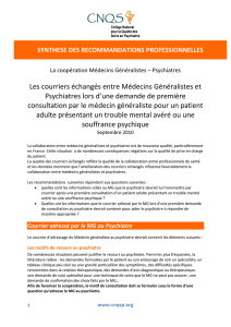 Courrier adressé par le MG au Psychiatre