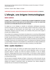 L`allergie, une énigme immunologique