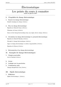 Électrostatique Les points du cours à connaître