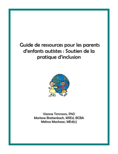 Guide de ressources pour les parents d`enfants autistes : Soutien de