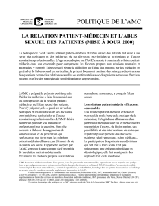 La relation patient-médecin et l`abus sexuel des patients