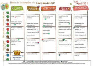 Menu Cantine Maison relais du 09.01.2017 au 27.01