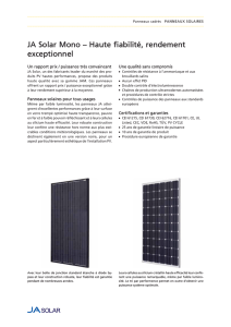 JA Solar Mono – Haute fiabilité, rendement exceptionnel