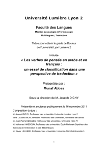 Université Lumière Lyon 2 Faculté des Langues « Les verbes de