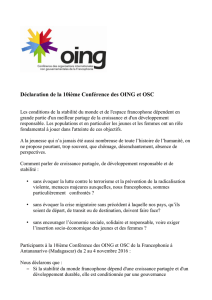 Déclaration - Organisation internationale de la Francophonie