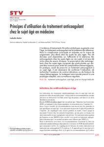 Principes d`utilisation du traitement anticoagulant chez le sujet âgé