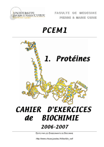 PCEM1 1. Protéines CAHIER D`EXERCICES de BIOCHIMIE