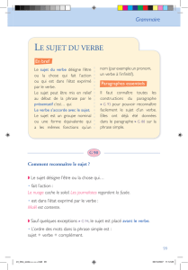 LES DÉTERMINANTS DU LE SUJET DU VERBE